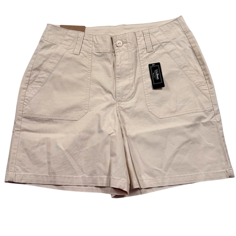 LL Bean 207 Vintage Canvas Shorts Womens 12 Antique White Utility Mid Rise New